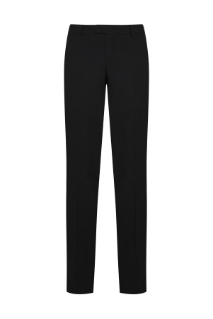 Siyah Slim Fit Düz Düşük Bel Kumaş Pantolon - Thumbnail
