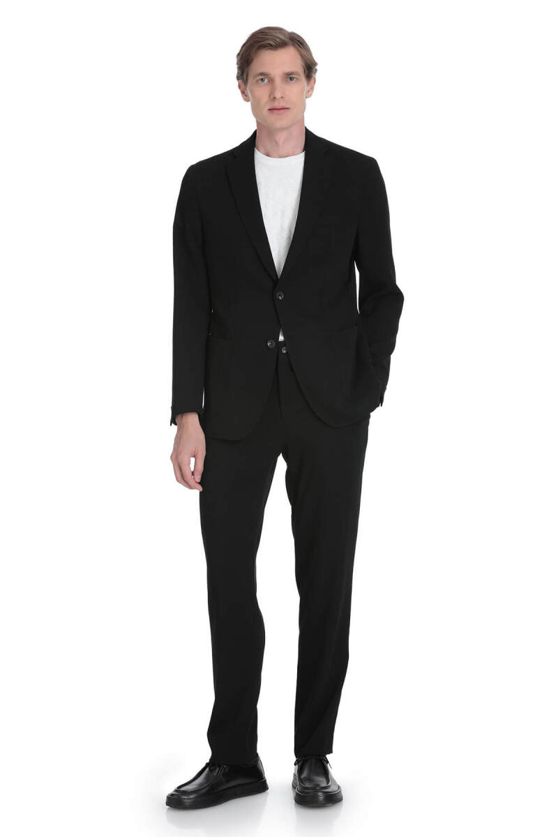 Siyah Slim Fit Mono Yaka Casual Takım Elbise