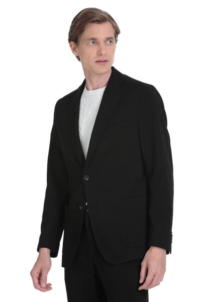 Siyah Slim Fit Mono Yaka Casual Takım Elbise - 2