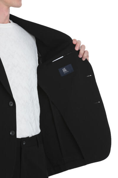 Siyah Slim Fit Mono Yaka Casual Takım Elbise - 6