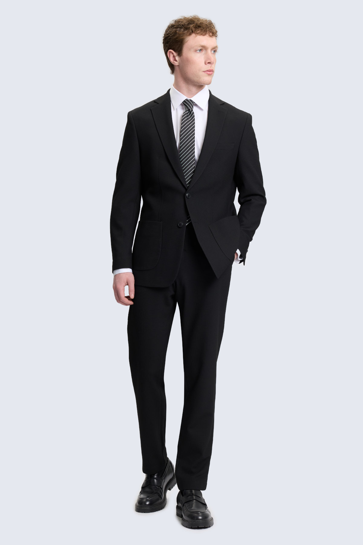 Siyah Slim Fit Mono Yaka Casual Takım Elbise - 1
