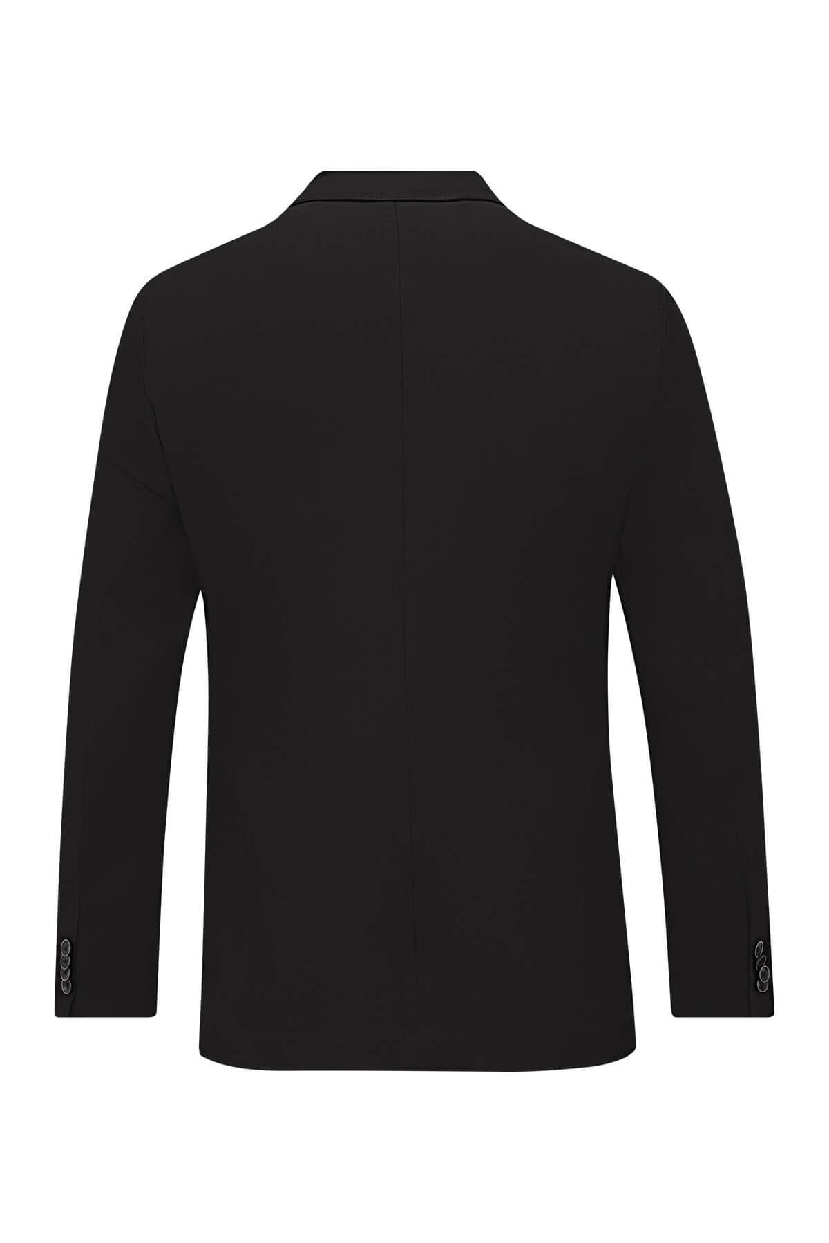 Siyah Slim Fit Mono Yaka Casual Takım Elbise - 3