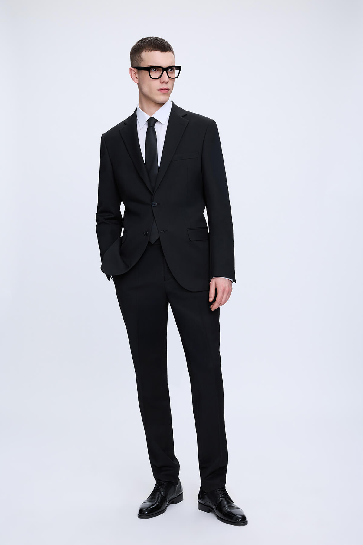 Siyah Slim Fit Mono Yaka Casual Takım Elbise - 1