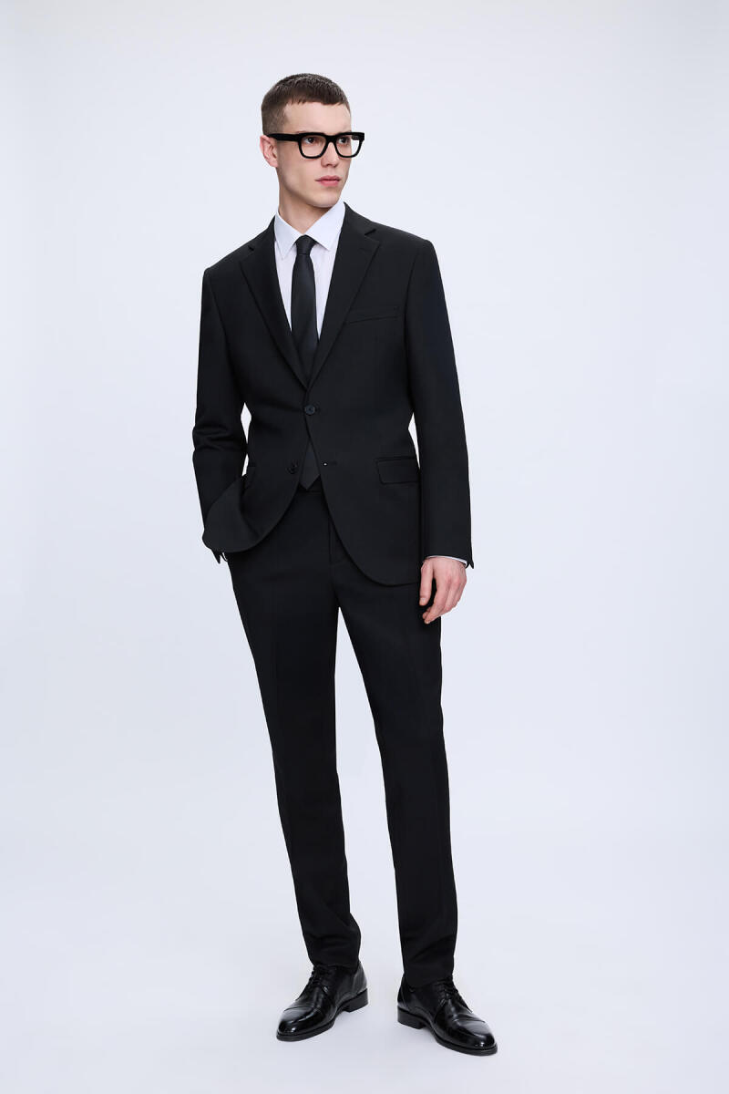 Siyah Slim Fit Mono Yaka Casual Takım Elbise