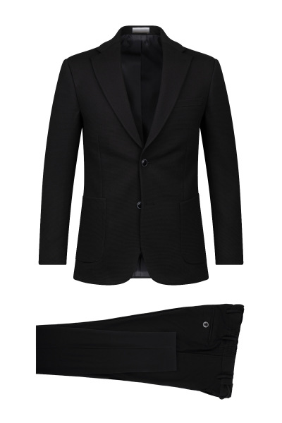 Siyah Slim Fit Mono Yaka Casual Takım Elbise 