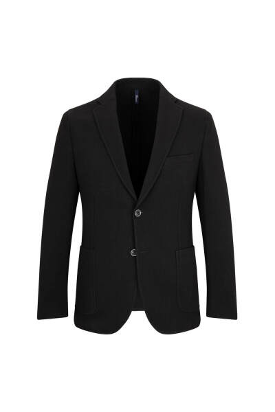 Siyah Slim Fit Mono Yaka Klasik Ceket 