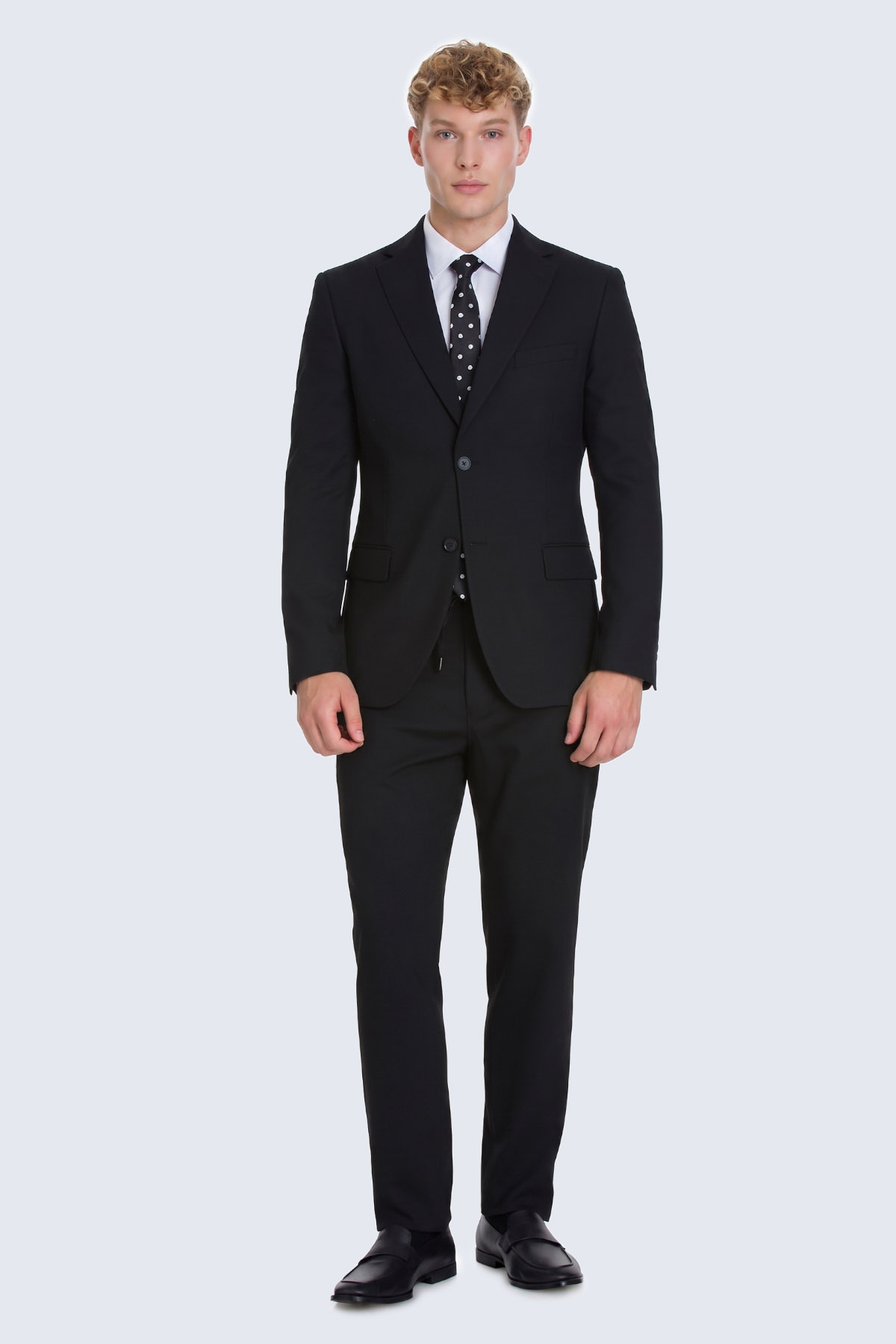 Siyah Slim Fit Mono Yaka Klasik Takım Elbise - 1
