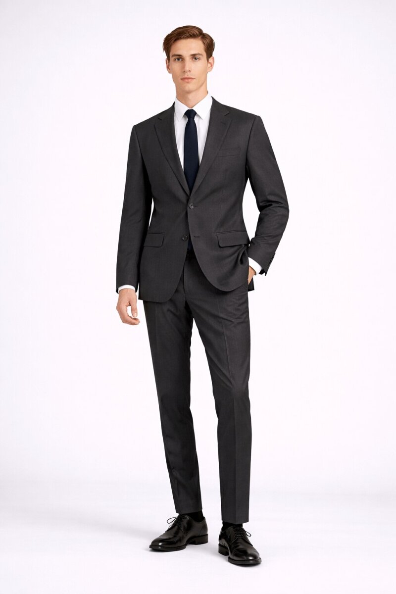 Siyah Slim Fit Mono Yaka Klasik Takım Elbise