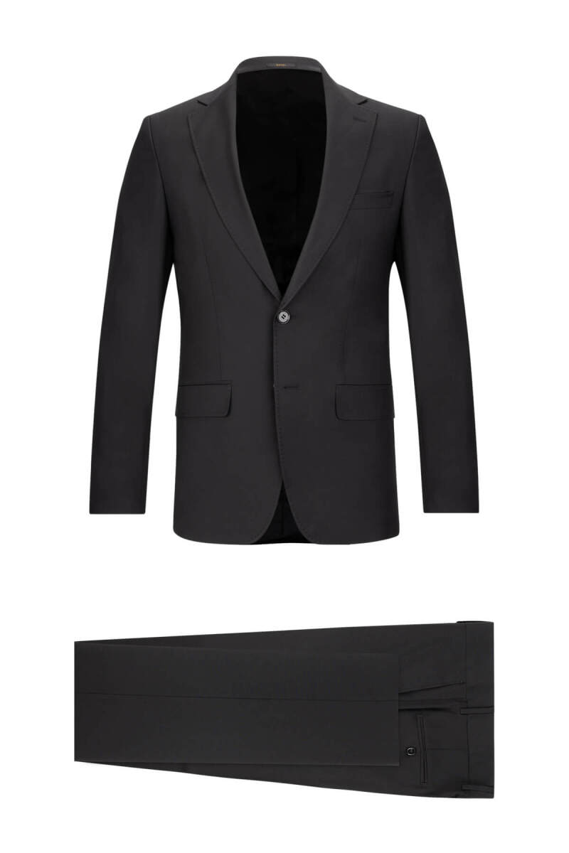 Siyah Slim Fit Mono Yaka Klasik Takım Elbise - Saykı
