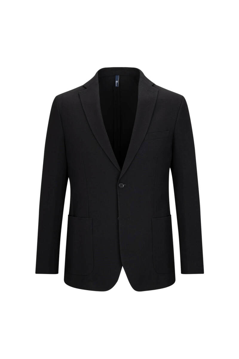 Siyah Slim Fit Mono Yaka Takım Elbise - HTML (1)