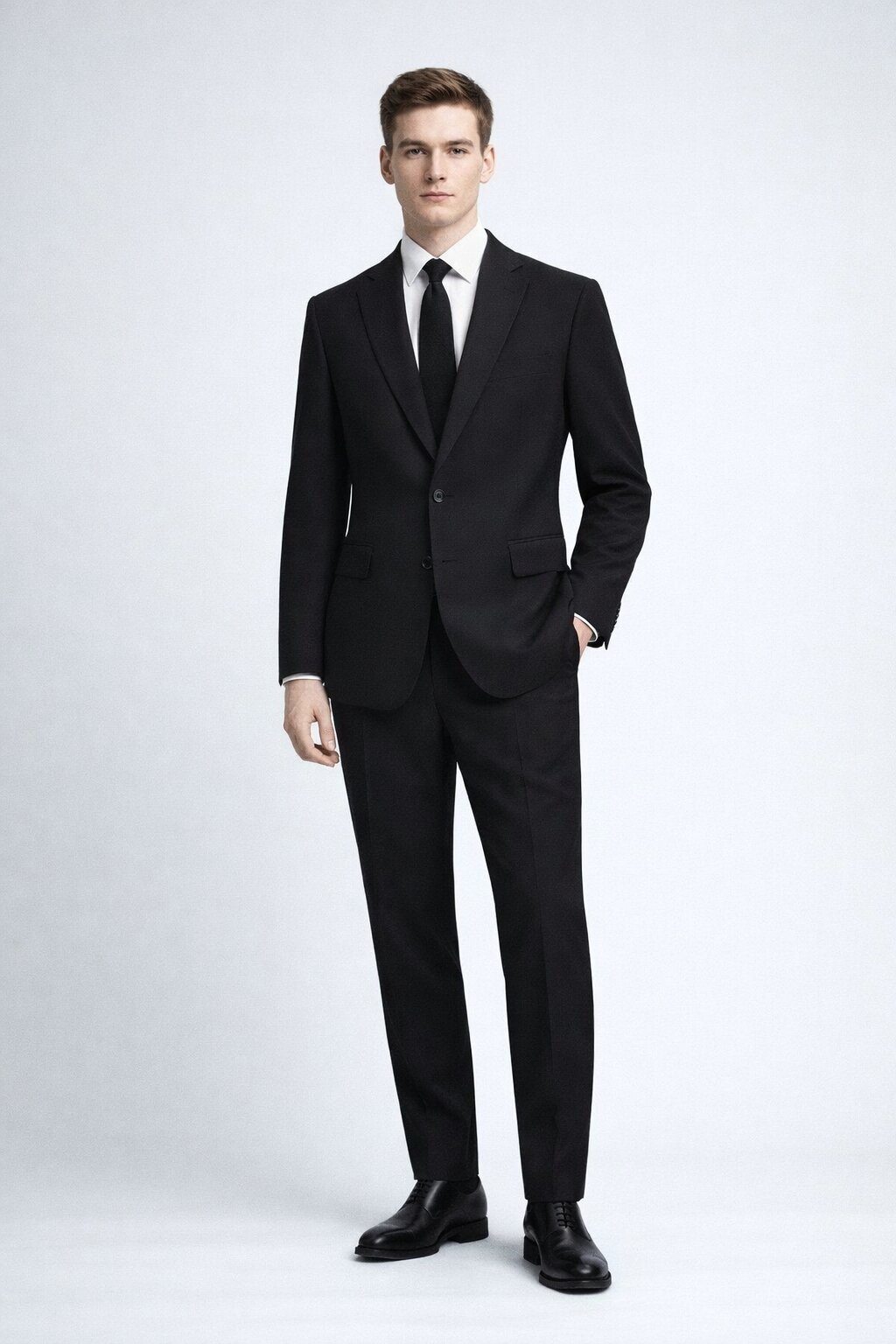 Siyah Slim Fit Mono Yaka Takım Elbise - 1