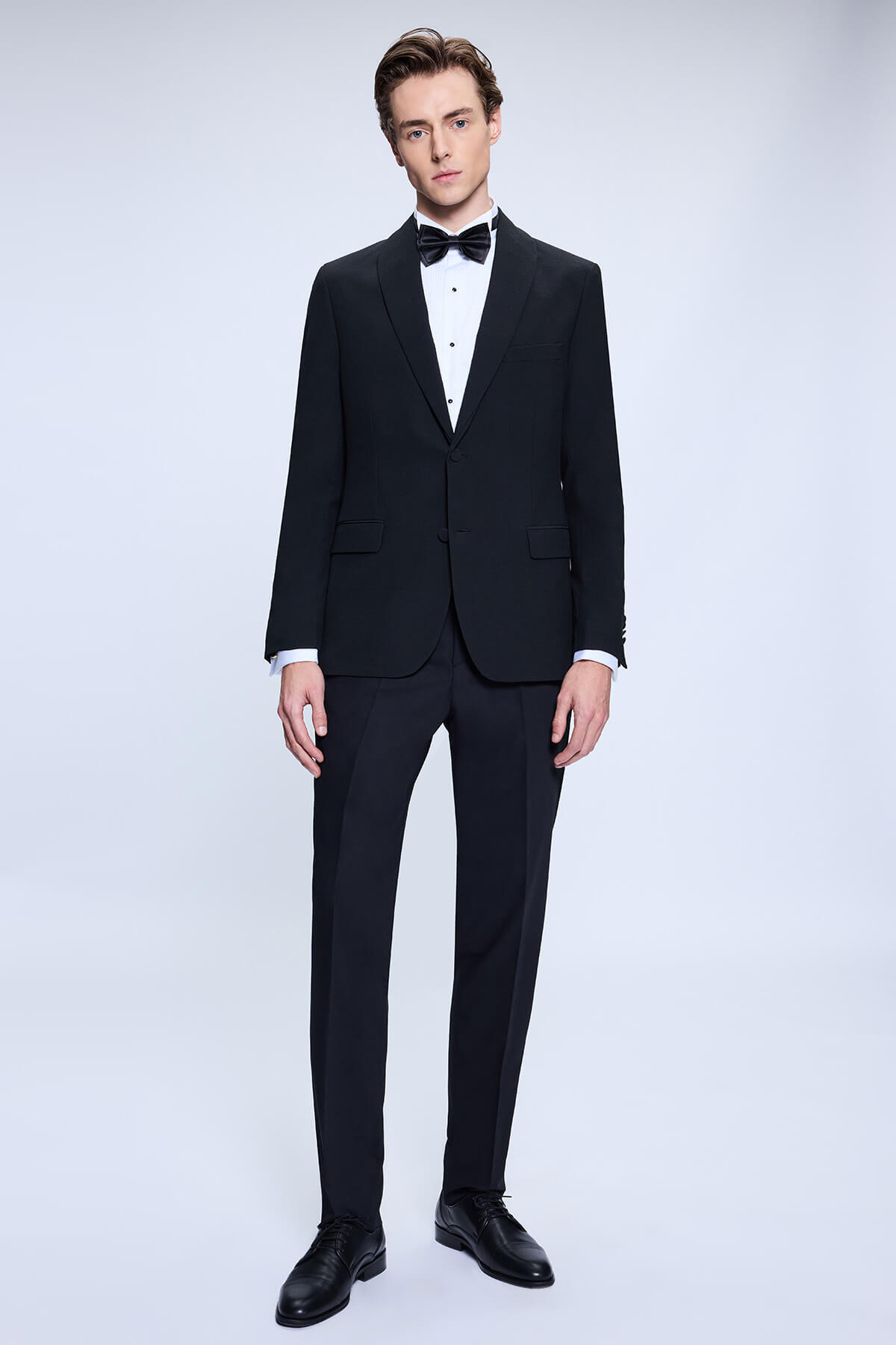 Siyah Slim Fit Sivri Yaka Damatlık - 2