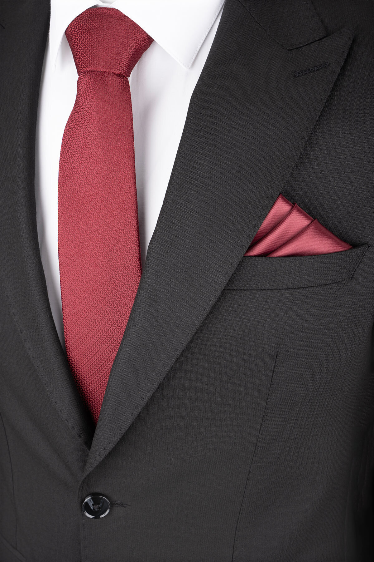 Siyah Slim Fit Sivri Yaka Klasik Takım Elbise - 3