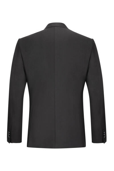 Siyah Slim Fit Sivri Yaka Klasik Takım Elbise - 3