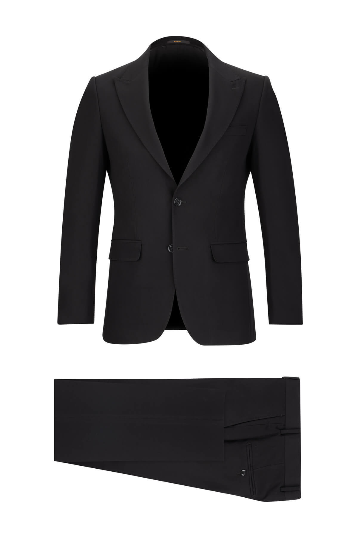 Siyah Slim Fit Sivri Yaka Klasik Takım Elbise - 2