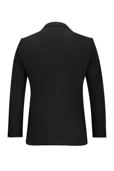 Siyah Slim Fit Sivri Yaka Klasik Takım Elbise - 3