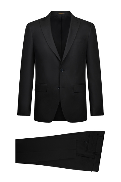 Siyah Slim Fit Sivri Yaka Klasik Takım Elbise - 5