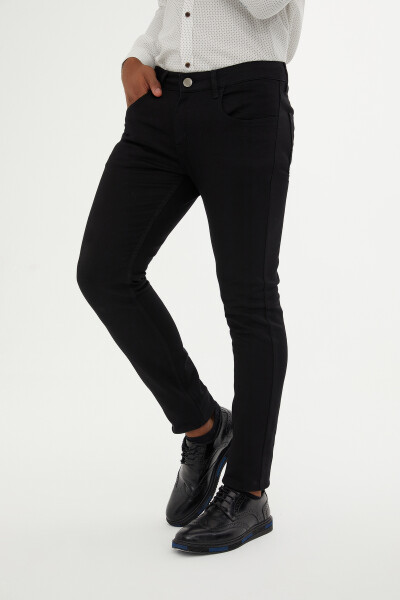 Siyah Slim Fit Pamuklu 5 Cep Kanvas Pantolon 