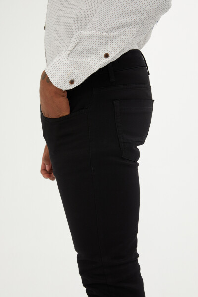 Siyah Slim Fit Pamuklu 5 Cep Kanvas Pantolon - 6