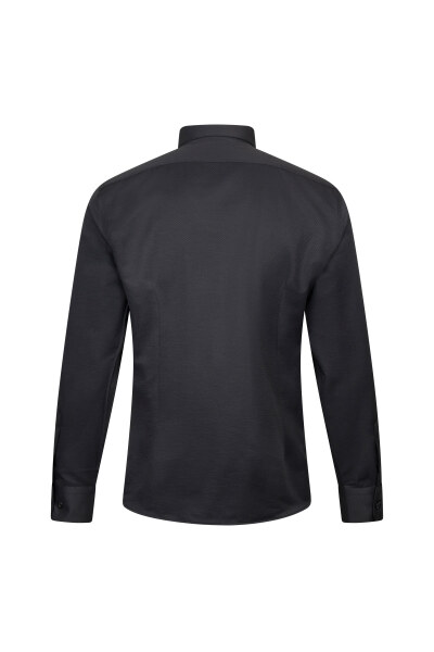 Siyah Slim Fit Slim Yaka Uzun Kollu Pamuklu Gömlek - 2