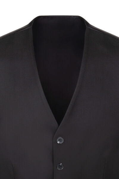 Siyah Slim Fit V Yaka Klasik Yelek - 3