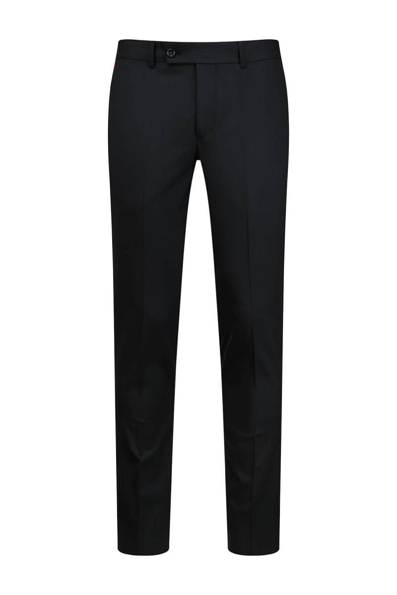 Siyah Slim Fit Yandan Cep Yünlü Kumaş Pantolon - Saykı
