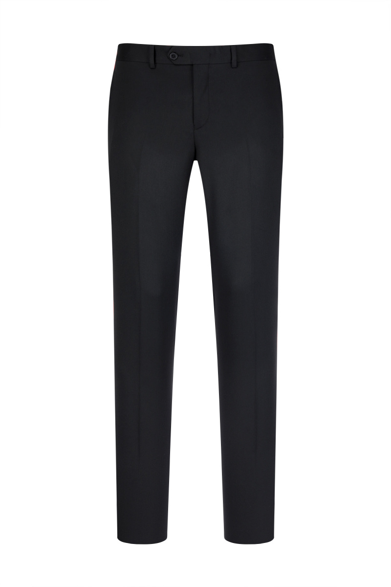 Siyah Slim Fit Yandan Cepli Kumaş Pantolon - Hatemoğlu