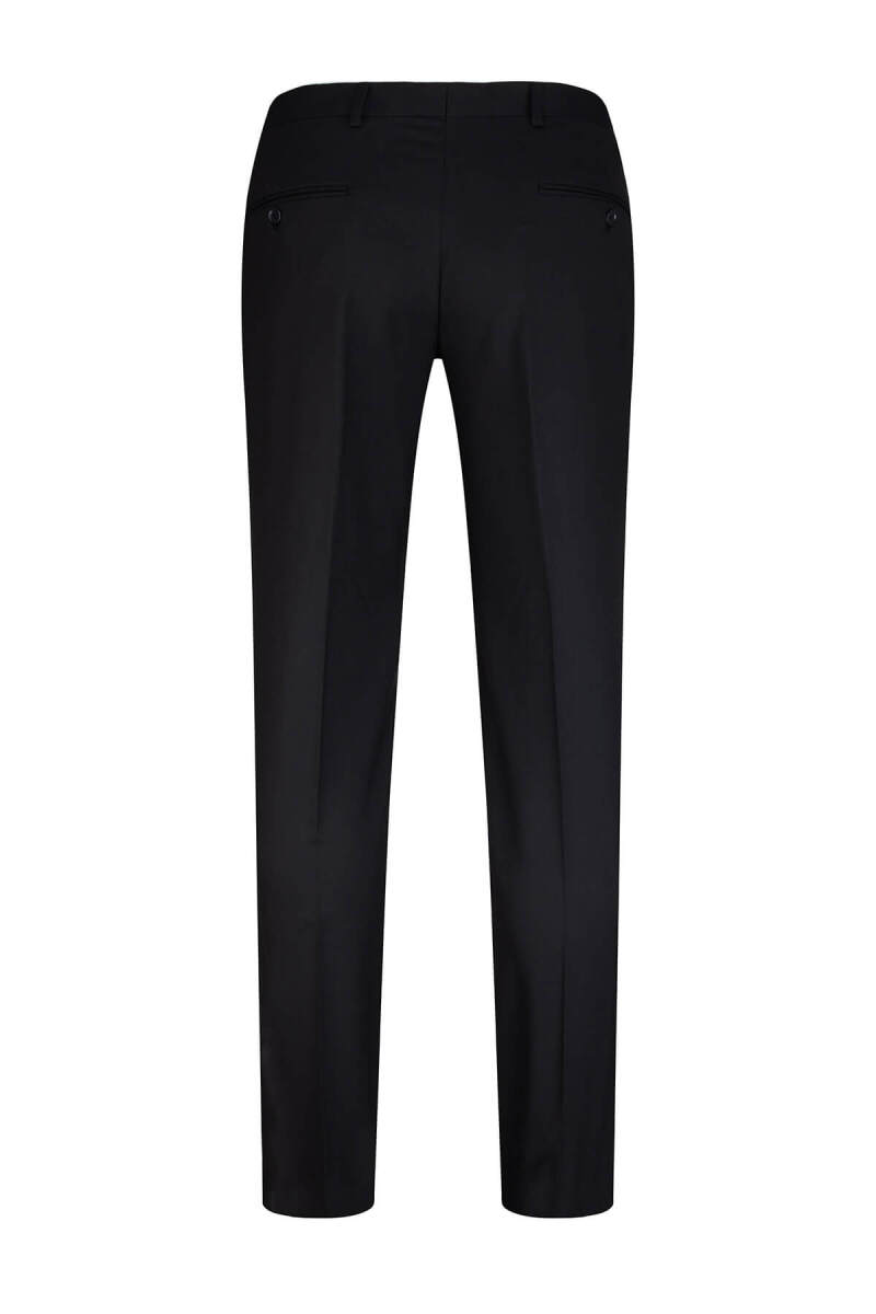 Siyah Slim Fit Yandan Cepli Yünlü Kumaş Pantolon - Saykı (1)