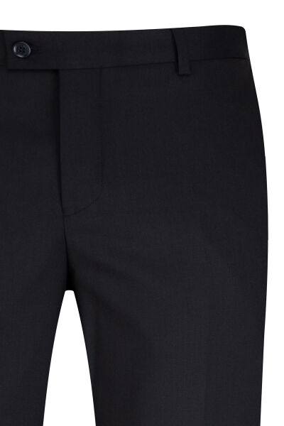 Siyah Slim Fit Yandan Cepli Yünlü Kumaş Pantolon - 2