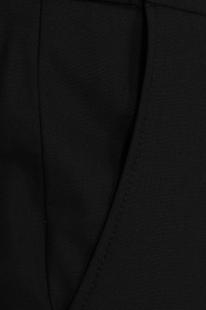 Siyah Regular Fit Düz Yandan Cep Yünlü Kumaş Pantolon - Thumbnail