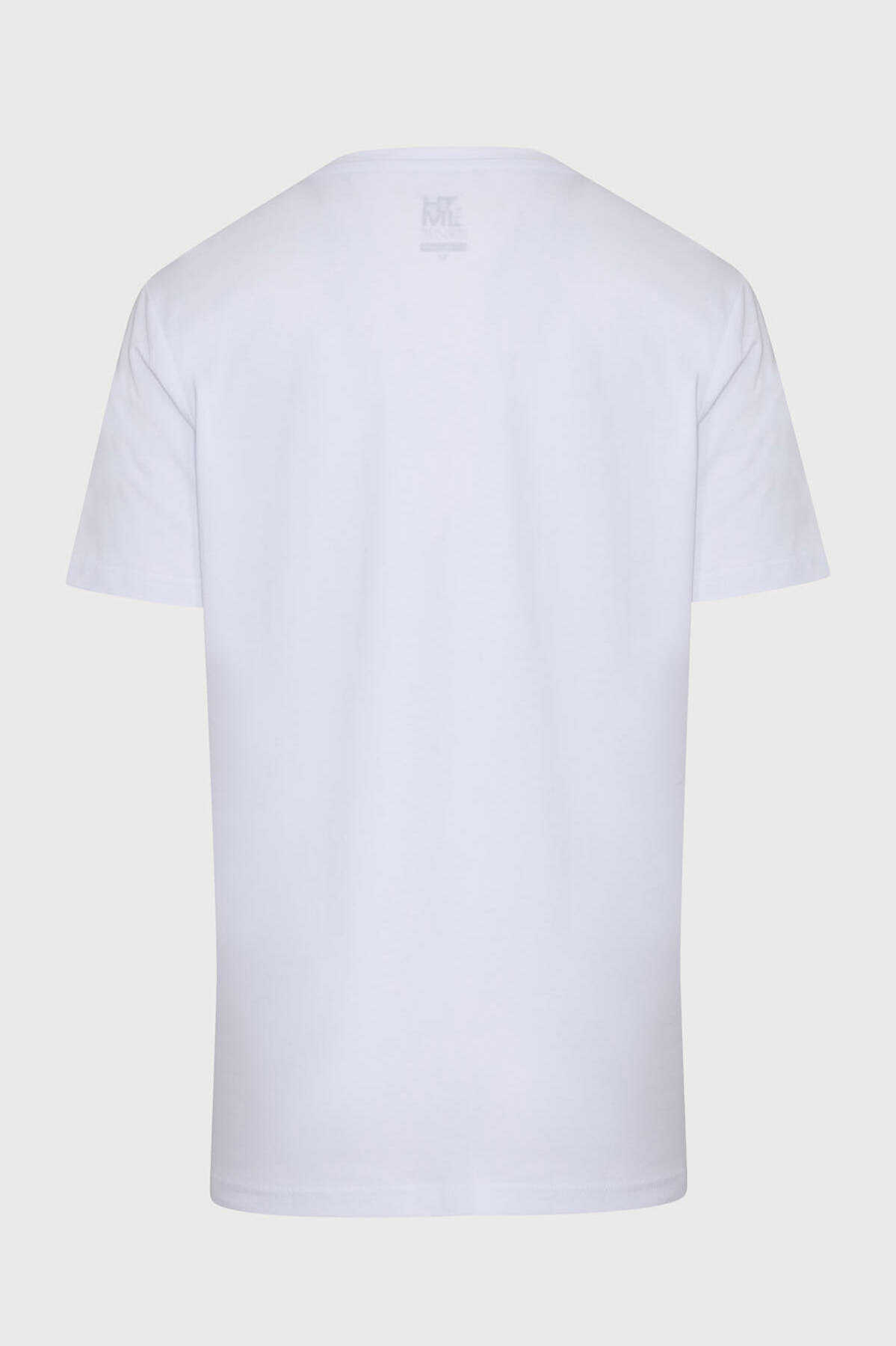 Siyah ve Beyaz Regular Fit %100 Pamuk V Yaka İkili Paket Basic Tişört - 4