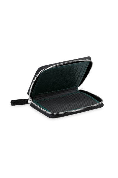 Siyah - Yeşil 100% Deri Cüzdan - 2