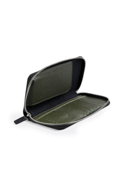Siyah - Yeşil Floter 100% Hakiki Deri Cüzdan - 2