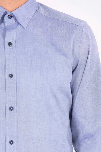 Lacivert Slim Fit 100% Pamuk Uzun Kol Oxford Gömlek - 8