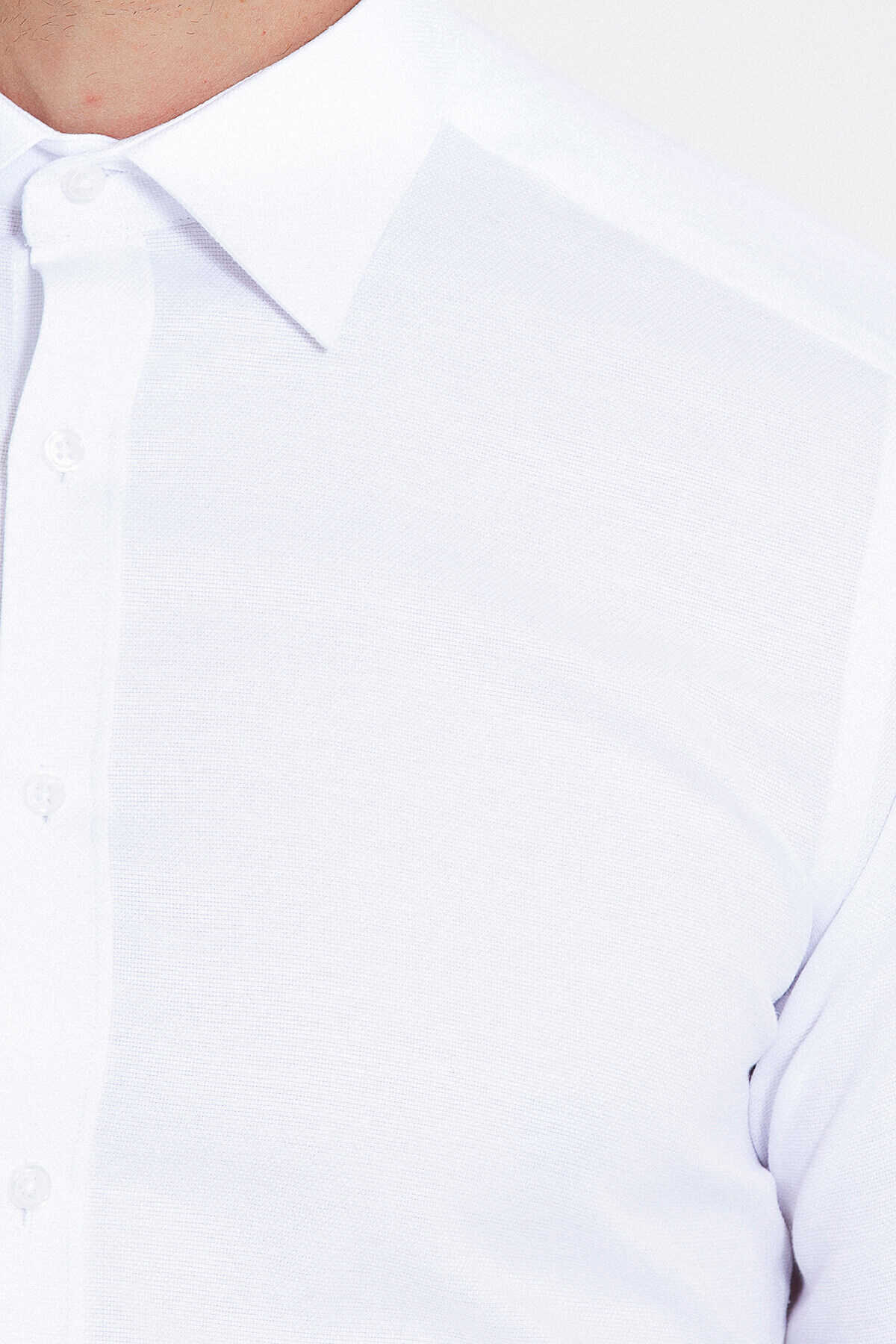 Beyaz Slim Fit Armürlü Gömlek - 4