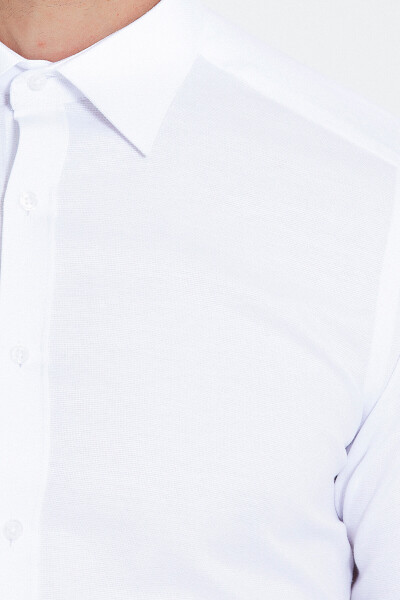 Beyaz Slim Fit Armürlü Gömlek - 4