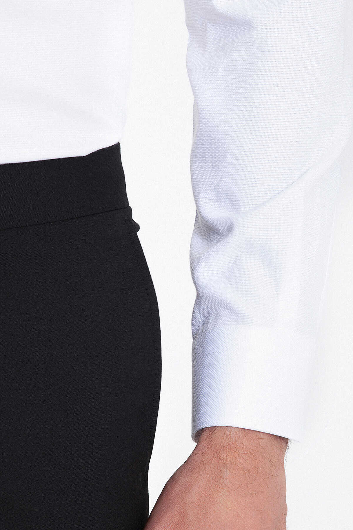 Beyaz Slim Fit Armürlü Gömlek - 5