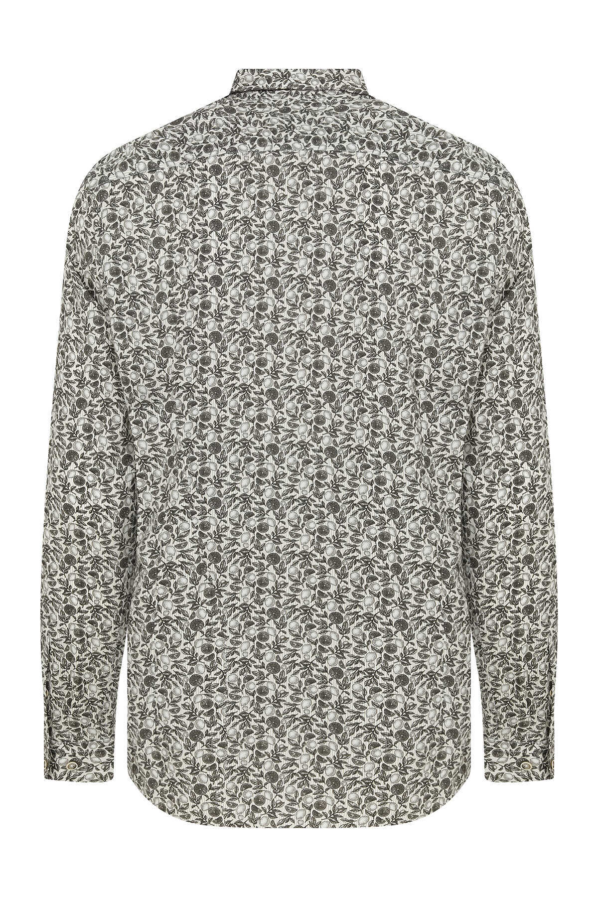 Kahverengi Slim Fit Baskılı 100% Pamuk Uzun Kol Spor Gömlek - 2