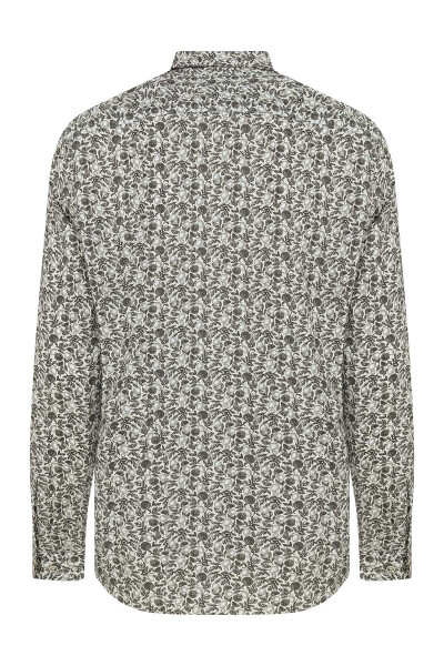 Kahverengi Slim Fit Baskılı 100% Pamuk Uzun Kol Spor Gömlek - 2