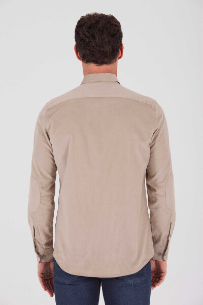 Slim Fit Bej Gömlek - 4