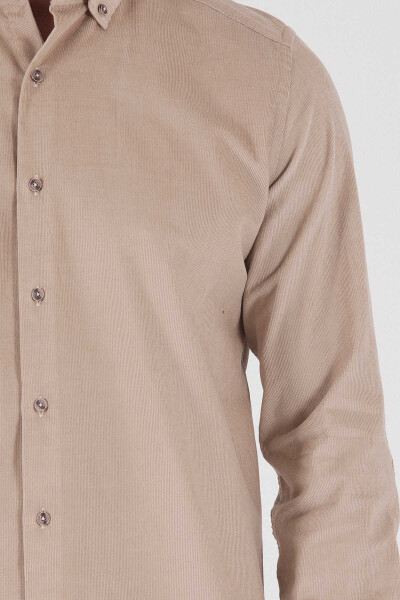 Slim Fit Bej Gömlek - 5