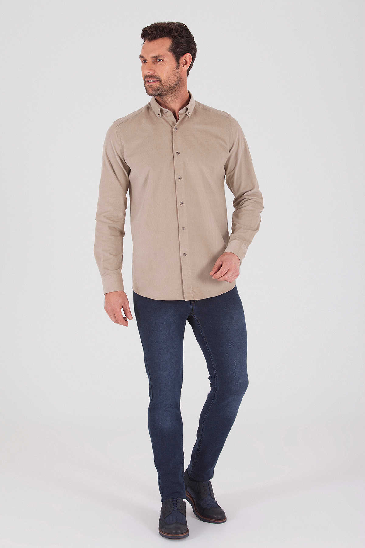 Slim Fit Bej Gömlek - 2