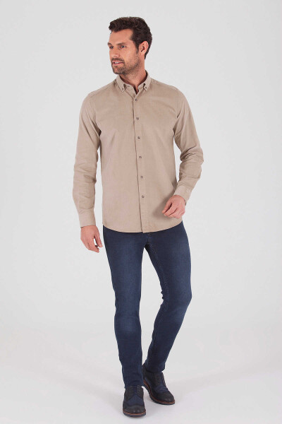 Slim Fit Bej Gömlek - 2