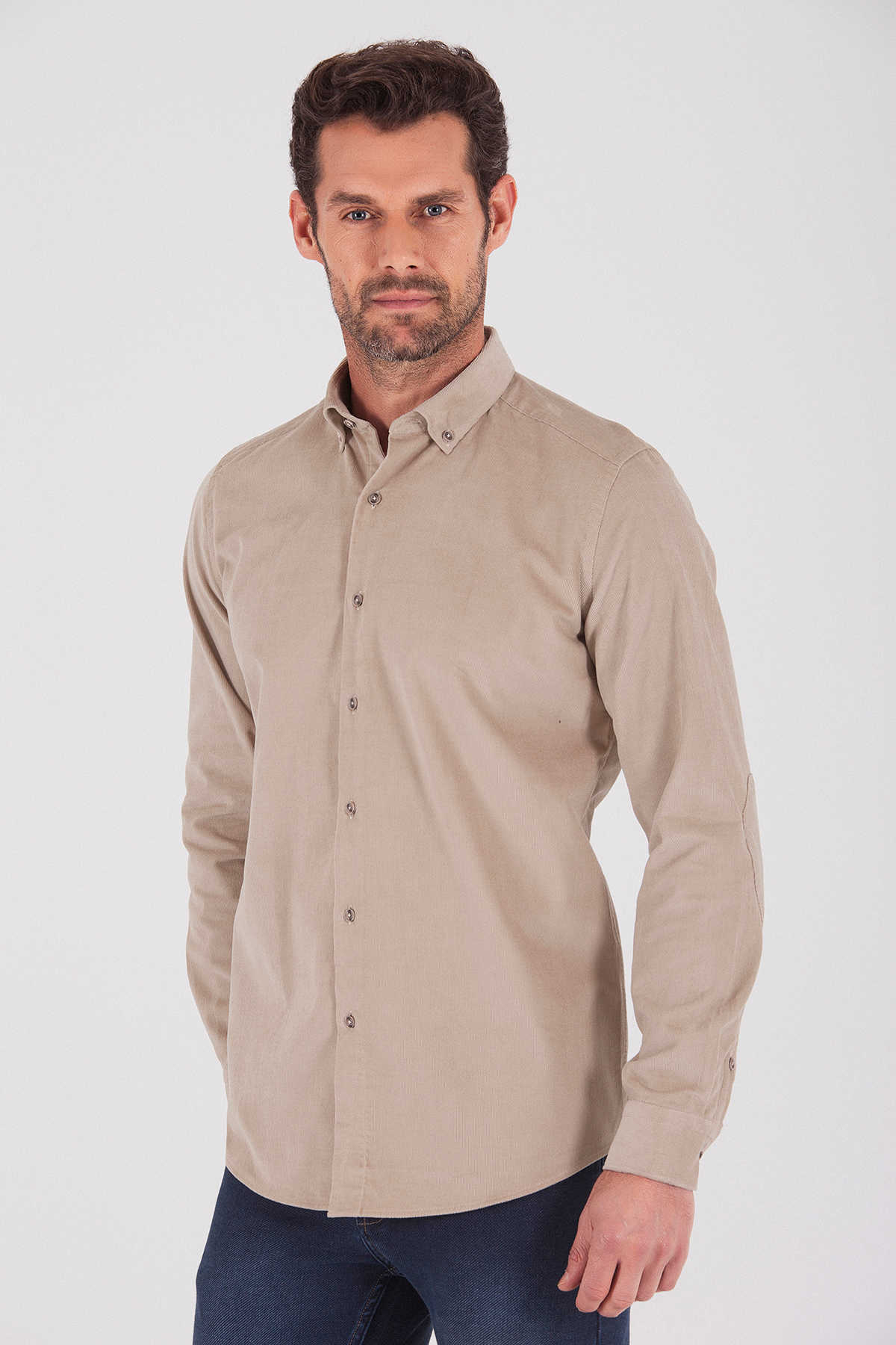 Slim Fit Bej Gömlek - 3