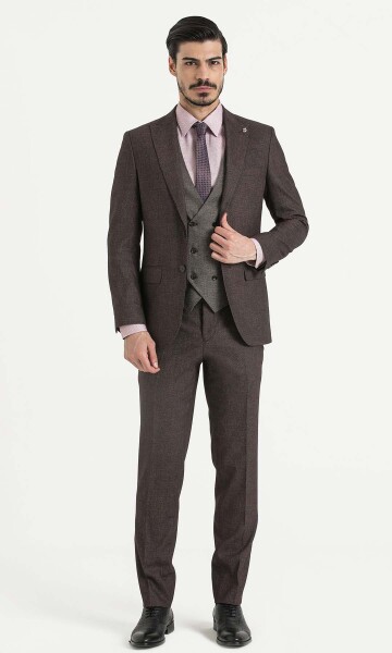 Slim Fit Desenli Bordo Pantolon - 2