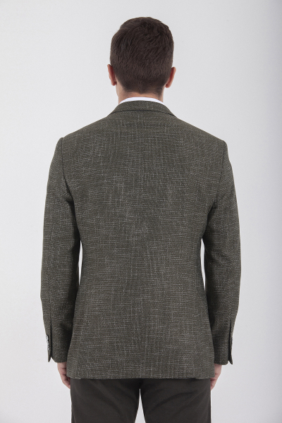 Slim Fit Desenli Haki Ceket - 9