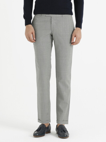 Slim Fit Desenli Siyah Pantolon - 1