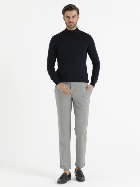 Slim Fit Desenli Siyah Pantolon - 2