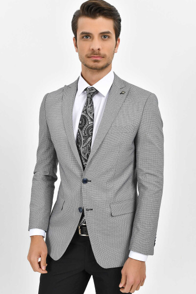 Gri Slim Fit Takım Elbise - 3