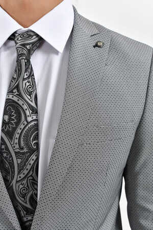 Gri Slim Fit Takım Elbise - 6